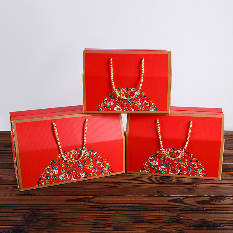 年货包装盒礼品盒海鲜特产食品礼盒红枣干果熟食手提纸箱定制