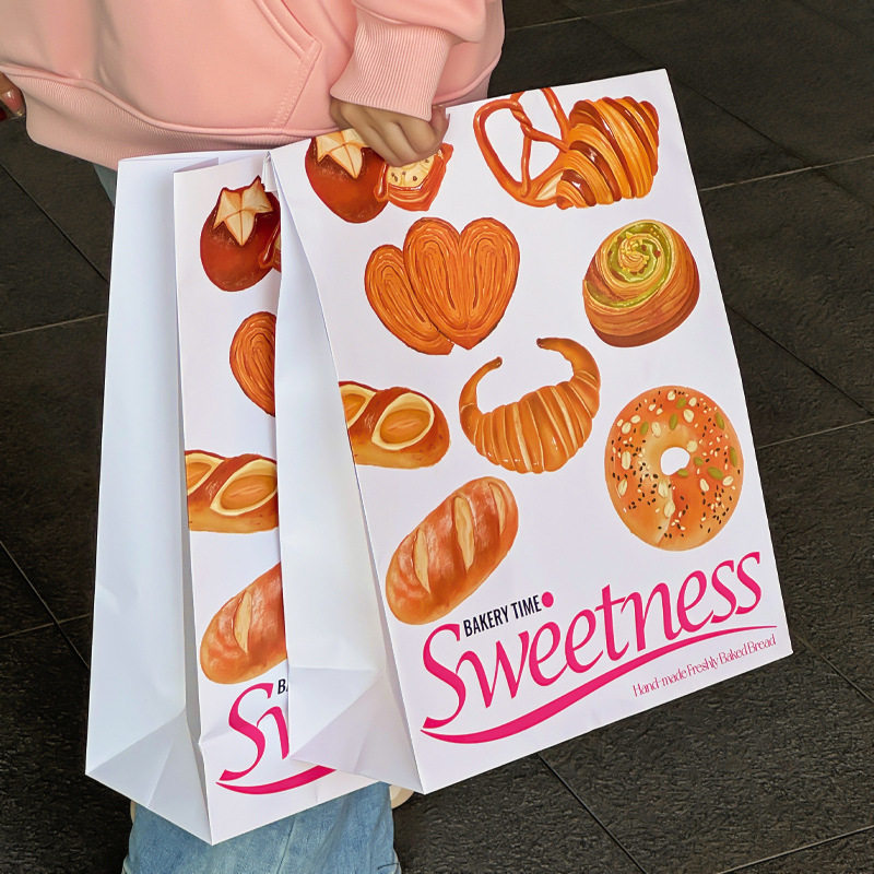 可颂同款超大白色牛皮纸袋加厚烘焙店面包吐司抱抱袋