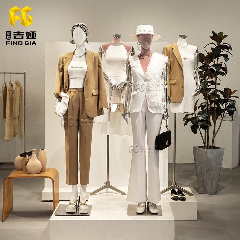 服装店潮酷全身半身女模道具直角