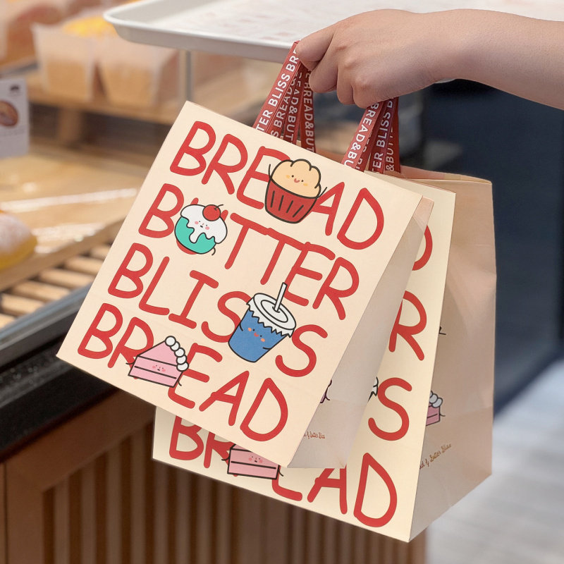 烘焙打包袋牛皮纸袋手提袋面包外卖甜品蛋糕店包装纸袋子
