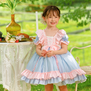 夏季新款女童洛丽塔公主蓬蓬裙轻薄短袖儿童连衣裙日常款六一礼物