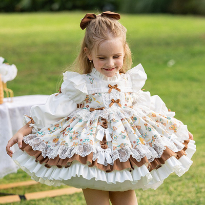 枝芽长袖大摆连衣裙原创设计正版