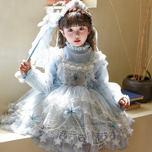 女童洛丽塔连衣裙艾莎公主裙现货