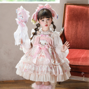 兒童生日禮服小裙子洋氣網紗公主裙 女童洛麗塔連衣裙美樂蒂秋裝