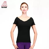 红雨舞蹈服女生短袖 练功服广场舞服女成人拉丁服健美形体练功衣服