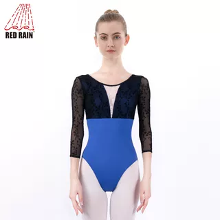 红雨芭蕾舞专业练功服女舞蹈服体操形体服七分袖连体服大背艺考