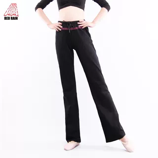 红雨舞蹈服练功裤长裤女成人形体裤喇叭裤广场舞健美操裤腰抽带
