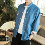 20秋冬新款大码牛仔外套风刺绣情侣休闲夹克bf唐装JK17/P155，男装工装外套，电商A221A
