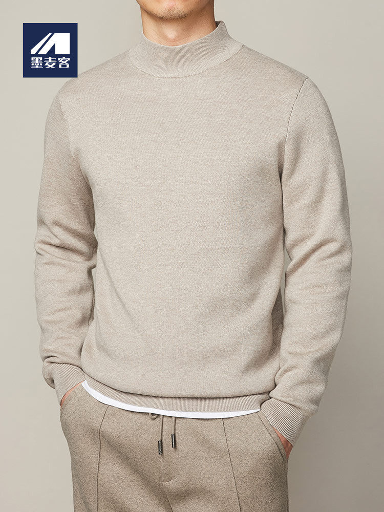 MOMAX 가을 겨울 하프 터틀넥 스웨터 남성 바닥 셔츠 미드 칼라 커플 일본 니트 스웨터 남성 짙어지는 추세