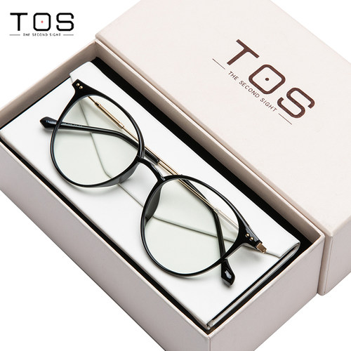 蓝光防辐射近视眼镜黑框红素