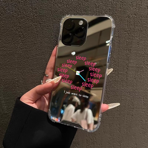 每日状态只想睡觉适用iPhone17苹果14手机壳16ProMax荣耀90女15华为Mate70Pro镜面P80个性oppo小米vivo创意13