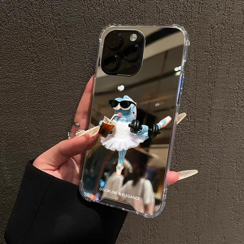自律优雅搞怪鱼适用iPhone17e适用苹果14手机壳16ProMax比奇堡15华为Mate70Pro镜面P80小米vi女13三星S25丑萌