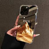 RIch富有金山适用iPhone17苹果15手机壳16ProMax荣耀90暴富14华为Mate60镜面P80小米oppo三星viv发财情侣男女