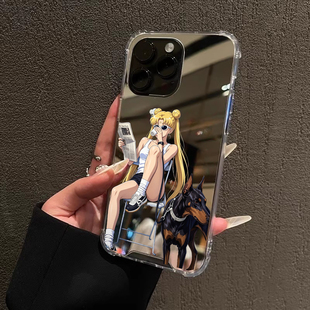 复古美少女战士适用iPhone17e适用苹果14手机壳16ProMax月野兔15华为Mate70Pro镜面P80小米vivo遛狗13三星S25