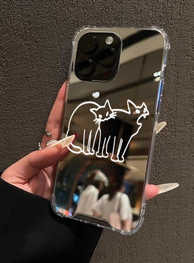 猫咪的啃腚适用iPhone17e苹果14手机壳16ProMax荣耀90搞怪15华为Mate70Pro镜面P80小米13三星S25女op创意简笔