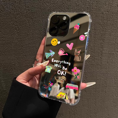 一切都会好起来的苹果适用iPhone17苹果15手机壳16ProMax荣耀小众华为Mate60Pro镜面P70补妆oppo卡通vivo软胶