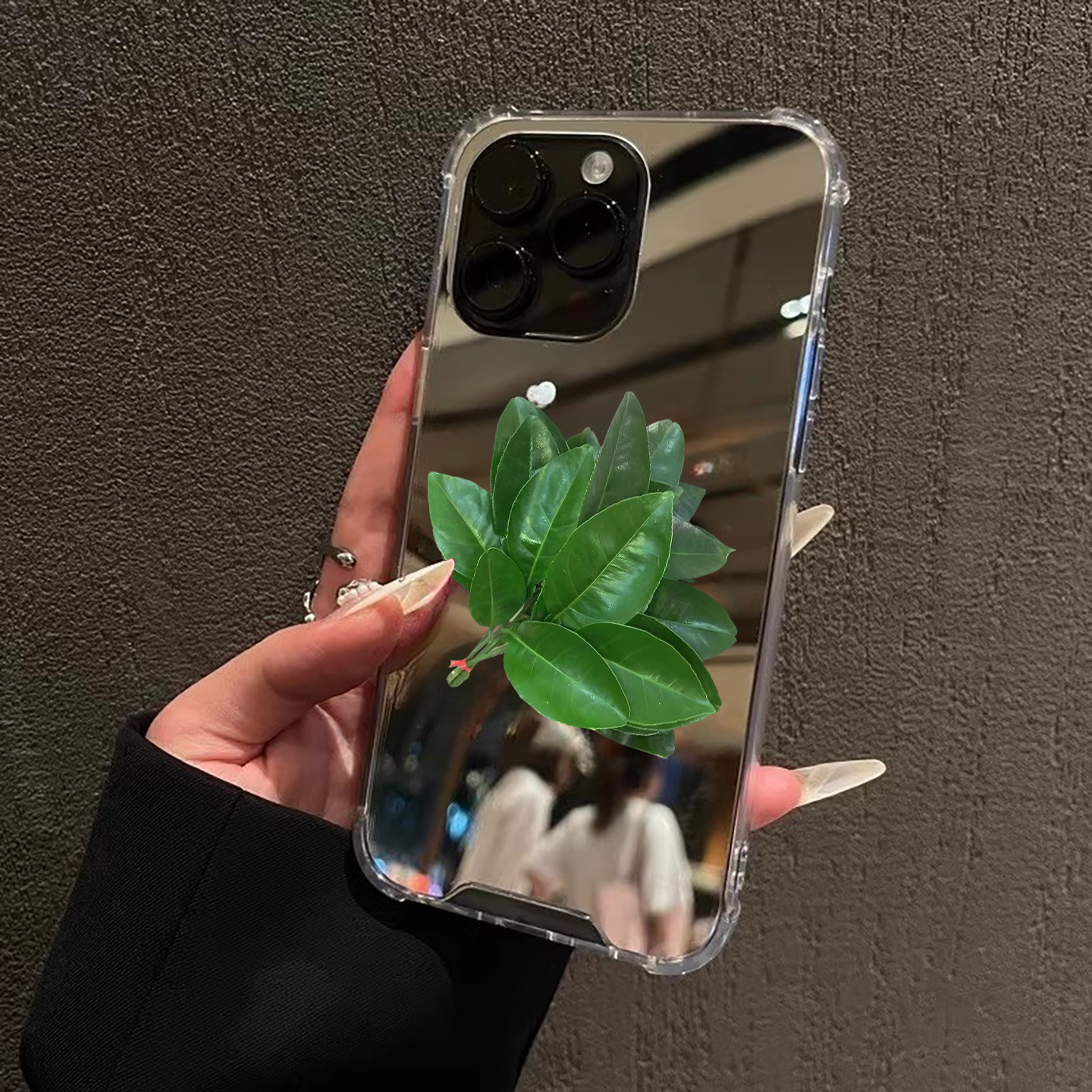 赵露思同款柚子叶苹果适用iPhone16苹果15手机壳17ProMax荣耀90华为Mate70Pro镜面P80简约补妆oppovivo去霉运