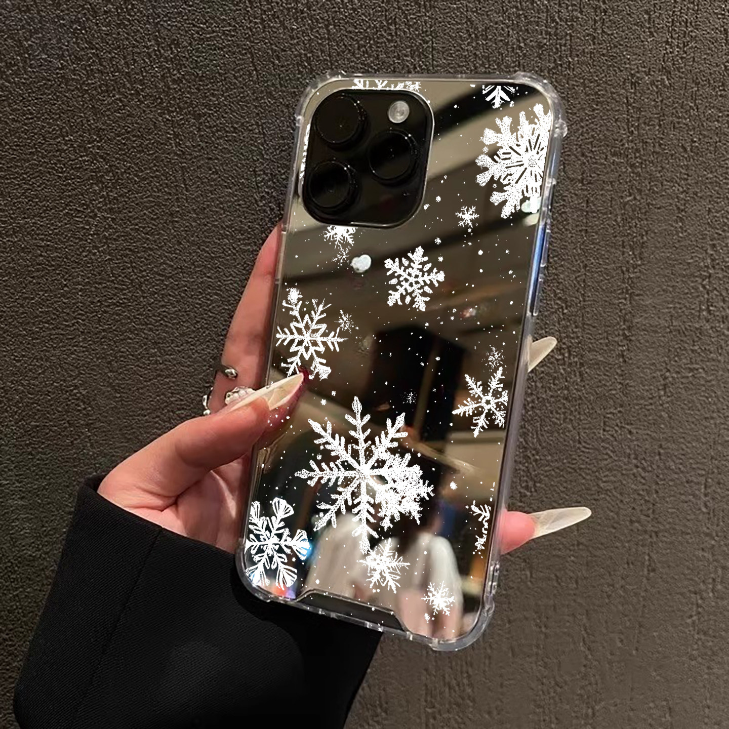 冬日雪花适用iPhone17苹果15手机壳红色16ProMax荣耀90氛围感14华为Mate60镜面P80小米oppo三星viv简约少女心,3C数码配件,手机保护套/壳,淘宝优惠券,粉丝福利购,淘宝优惠卷