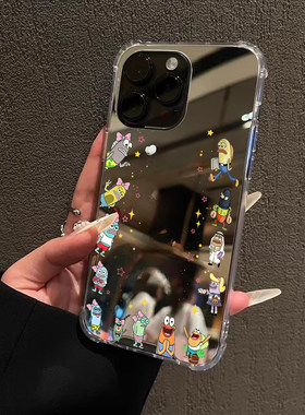 打工路人鱼适用iPhone17e苹果14手机壳16ProMax荣耀90比奇堡15华为Mate70Pro镜面P80小米13三星S25女oppo丑萌