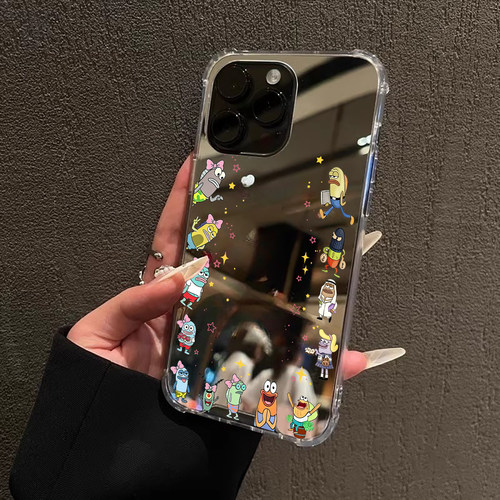 打工路人鱼适用iPhone17e苹果14手机壳16ProMax荣耀90比奇堡15华为Mate70Pro镜面P80小米13三星S25女oppo丑萌
