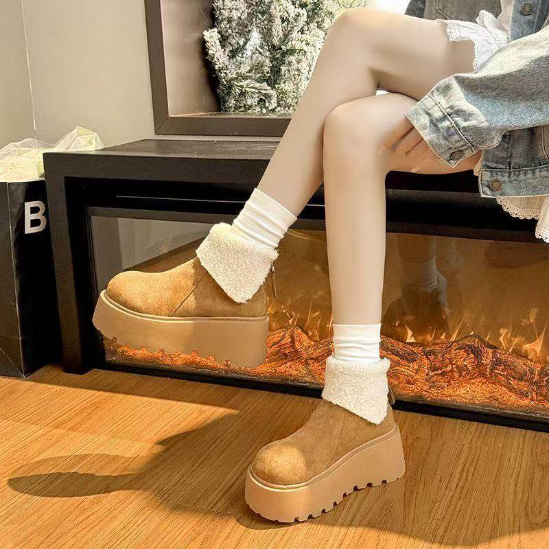 2026新款加绒松糕保暖大码毛毛棉鞋雪地靴冬季厚底增高耐磨鞋厚底,女鞋,时装靴,淘宝优惠券,粉丝福利购,淘宝优惠卷