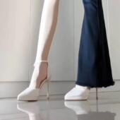 百搭防滑细跟高跟鞋 大码 超高女夏新款 女防水台单鞋 尖头高跟凉鞋