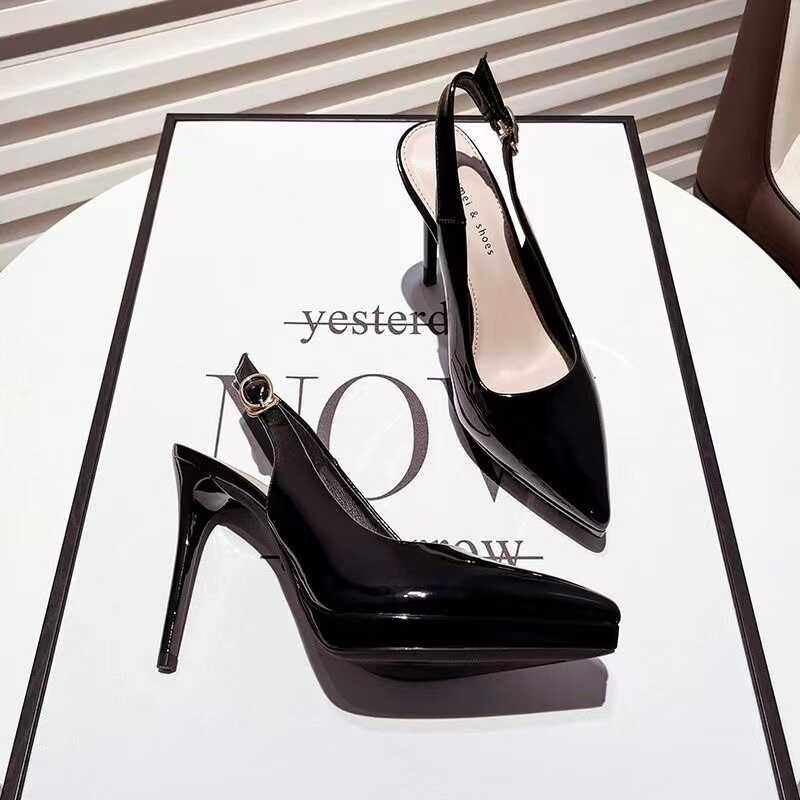 软皮高跟鞋女2025夏季新款细跟性感气质不累脚防水台后空包头凉鞋,女鞋,时装凉鞋,淘宝优惠券,粉丝福利购,淘宝优惠卷