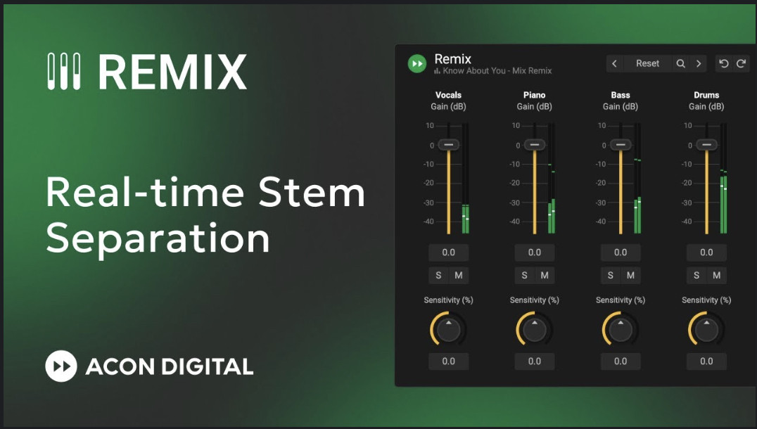 正版 Acon Digital  Remix 实时音乐分离插件 伴奏提取 分离软件