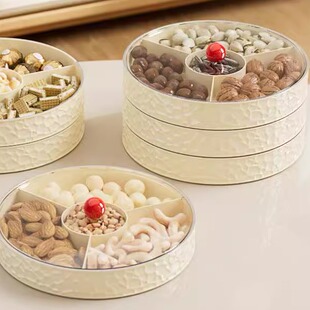 日本高颜值果盘食品级瓜子花生零食干果盒中国风多层分格式糖果盘