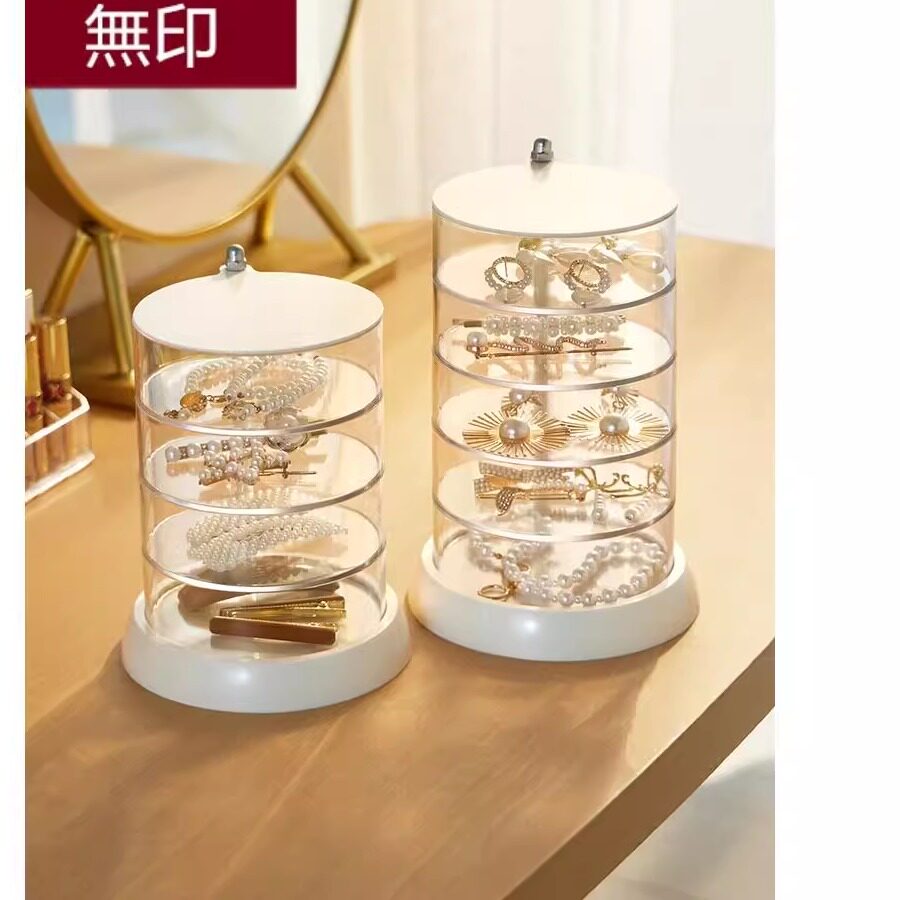 无印日本进口发饰收纳盒旋转多层儿童饰品项链耳钉耳环首饰盒透明