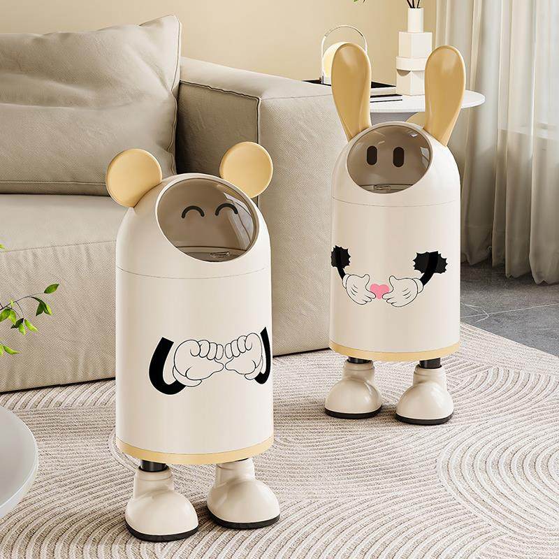 日本垃圾桶家用2024新款高颜值客厅轻奢高档可爱奶油风卧室卫生桶