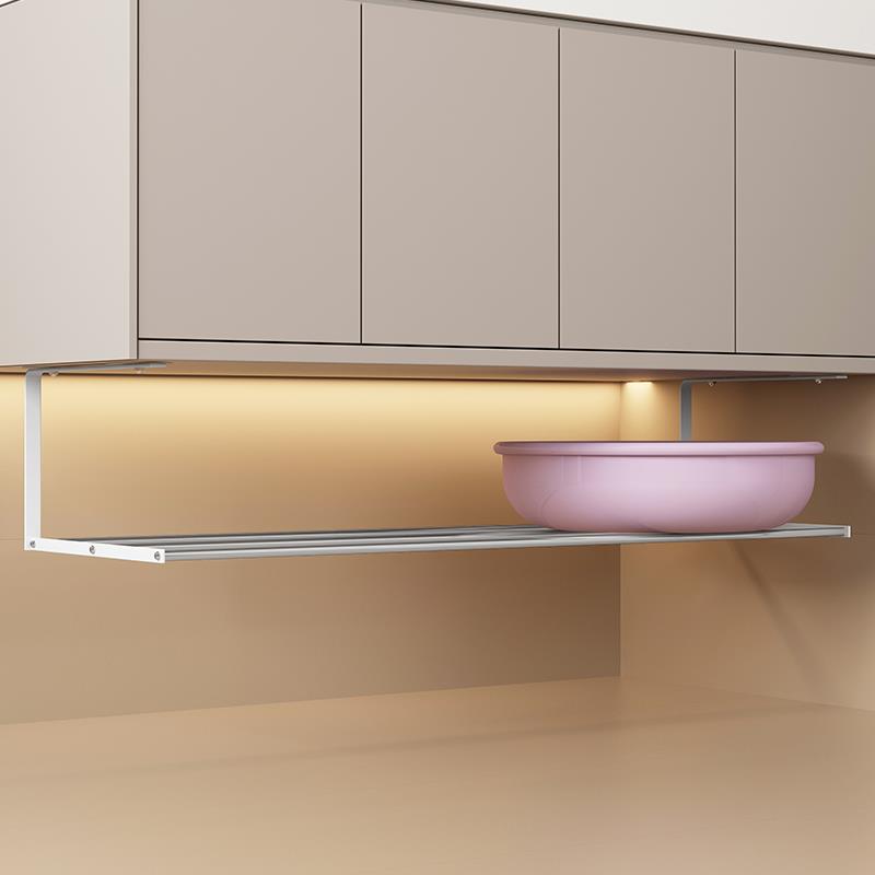 日本精工浴室柜下洗脸盆收纳置物架伸缩不锈钢免打孔盆子下挂架