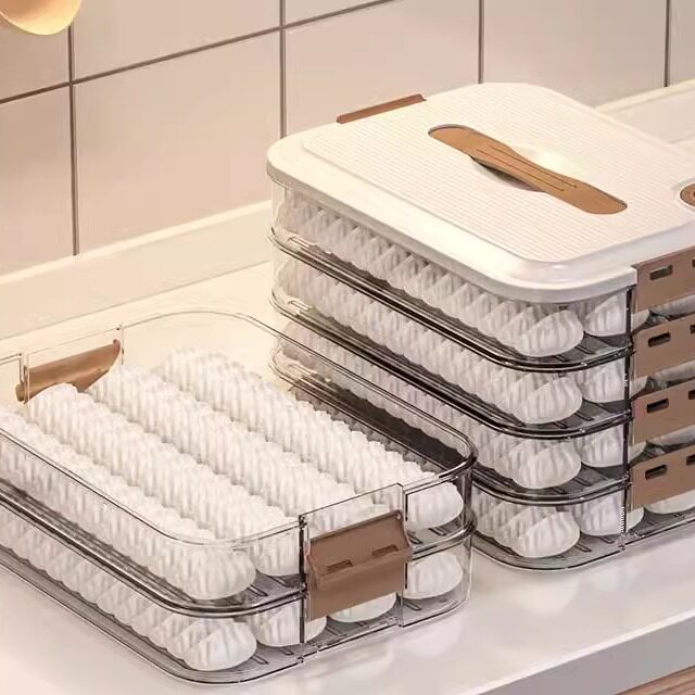 德国水饺收纳盒冰箱面条馄饨冷冻分类专用保鲜盒食品级厨房饺子盒