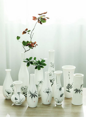 手绘挂件亚光工艺品家居客厅摆件电视柜装饰品干花小花瓶