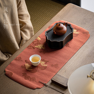 云松干泡茶席茶桌布垫子桌旗新中式 风宜长物 禅意复古茶壶垫轻奢