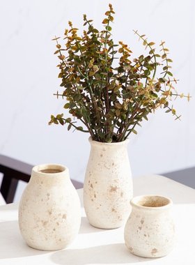 尚瓷侘寂风做旧陶瓷花瓶摆件客厅插花干花电视柜家居装饰品跨境