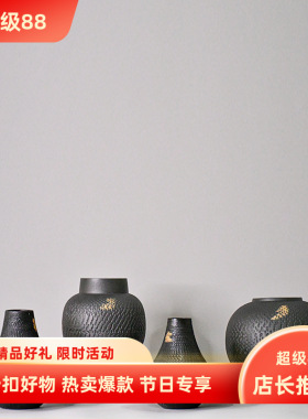 黑色跳刀描金创意陶瓷花瓶家居花艺设计师款玄关背景台面花器摆件