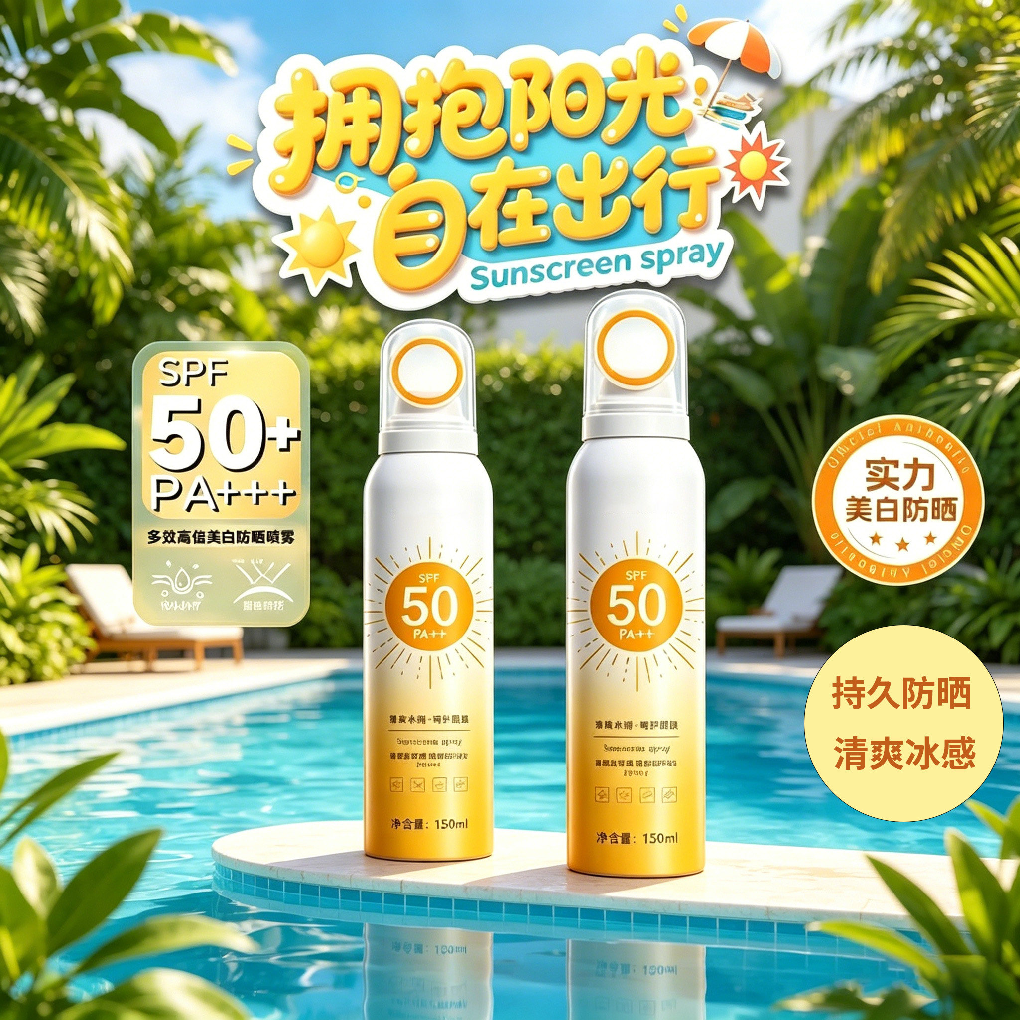 防晒喷雾防紫外线SPF50防晒霜儿童军训男女通用防紫外线官方正品