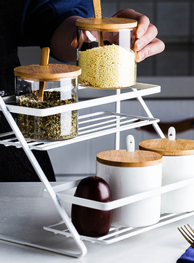 日本山崎YAMAZAKI厨房双层调味架 置物架调料多功能用品收纳