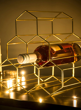北欧轻奢创意红酒酒架置物架客厅酒柜摆件装饰品酒瓶新中式展示架