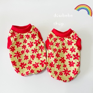 春夏宠物套头花朵背心猫咪狗狗英短