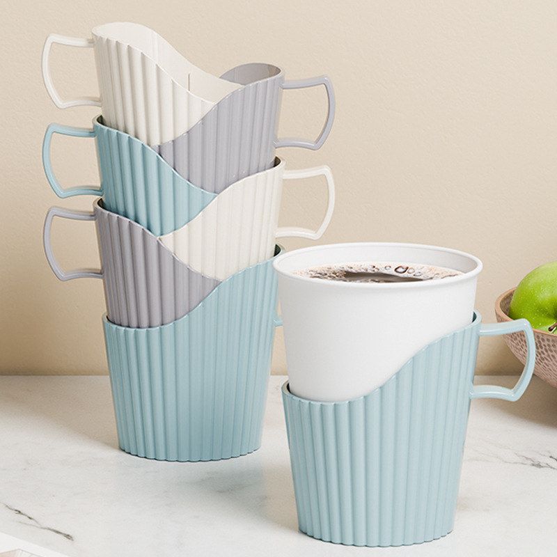 杯托杯套一次性纸杯饮水机杯子加厚高档杯架塑料杯防烫高级茶杯托