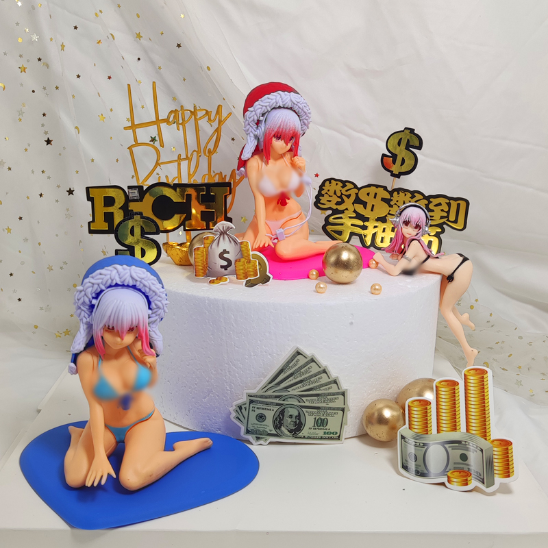 坐着 美女 比基尼 索尼子 蛋糕装饰摆件 趴着 男士 创意生日 少女