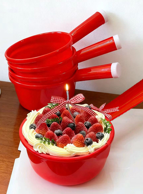 红色水舀子草莓蛋糕食品级 搞怪蛋糕 网红圣诞节创意水瓢大舀子