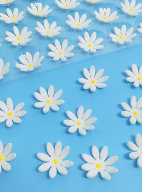 巧克力翻糖立体小花蛋糕装饰白色麻将纽扣摆件生日牌食用蛋糕插牌