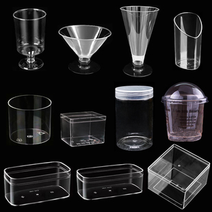 透明慕斯杯甜品台塑料高脚杯小酒杯盒子正方形雪花酥提拉米苏豆乳