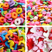 弯曲弯弯糖切片小花新品 彩色圆片糖圆圈糖 饰彩针 白糖珠蛋糕装