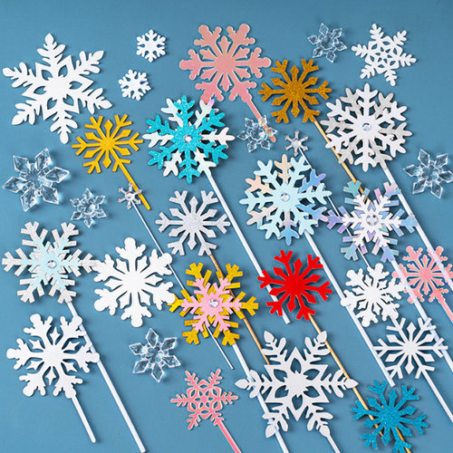 纸质亚克力银色蓝色雪花小星星