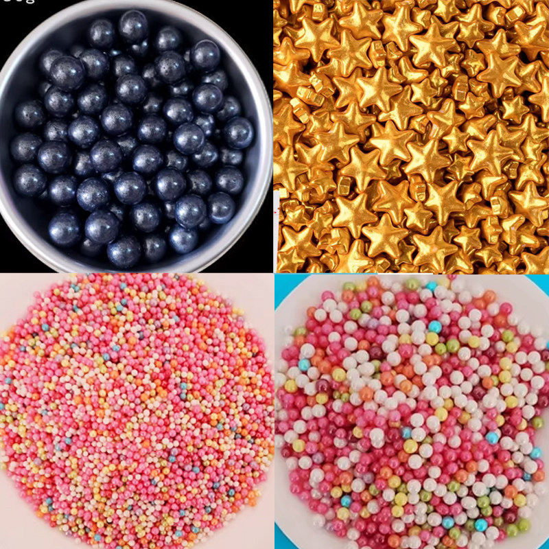 金色五角星糖彩色 金星星糖黑糖珠彩糖圆糖片蛋糕装饰 糖球糖蛋