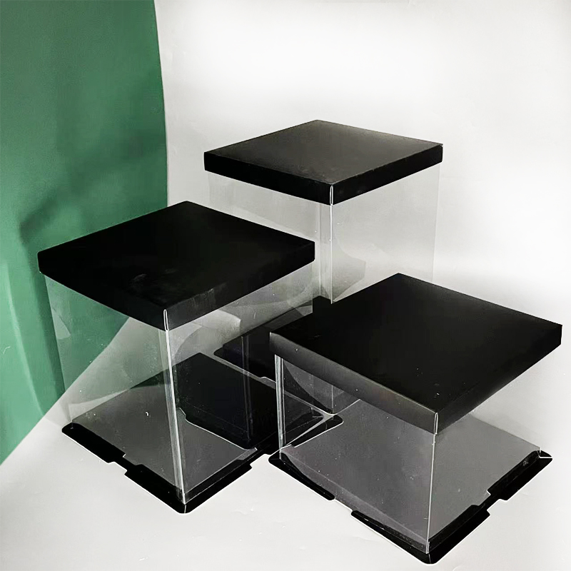 黑色透明蛋糕盒四边方形盒子